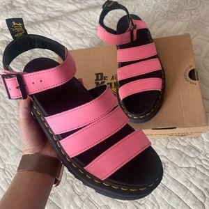 dr. martens limited edition blaire sandals in lemonade pink